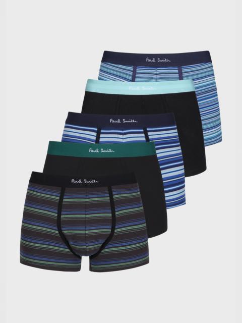 Paul Smith Navy and Black Striped Mixed Boxer Briefs Five Pack