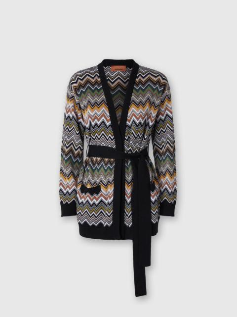 Missoni Missoni Relaxed Fit Cardigan With Belt And Chevron Pattern in Multicoloured at Nordstrom