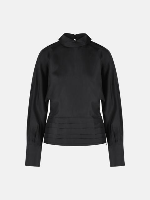 RÓHE 'TUXEDO' BLACK SILK BLOUSE