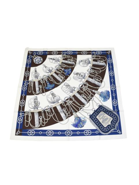 Hermès Hermes Cliquetis Twilly Silk Square Scarf White Blue Brown