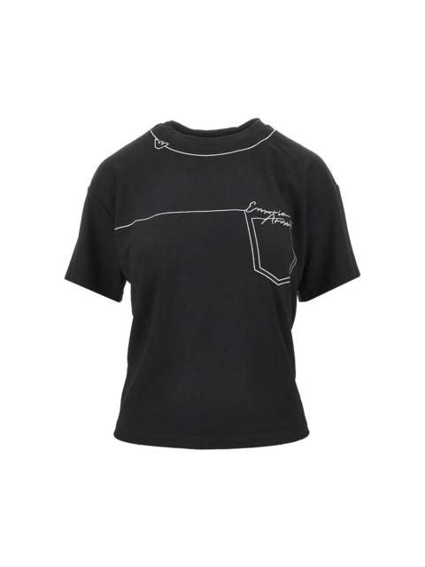 EMPORIO ARMANI Emporio Armani Embroidered Jersey T-shirt Black Women