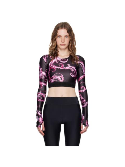VERSACE JEANS COUTURE Black & Pink Chromo Couture Long Sleeve T-Shirt