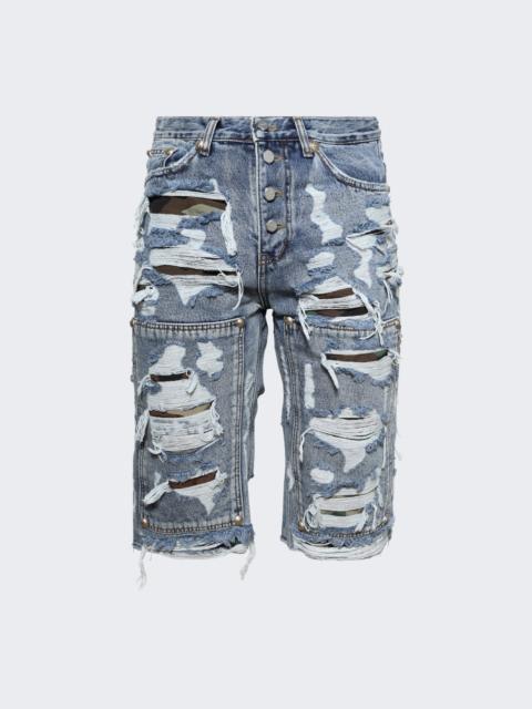 Thug Club Hell Camo Denim Shorts Blue