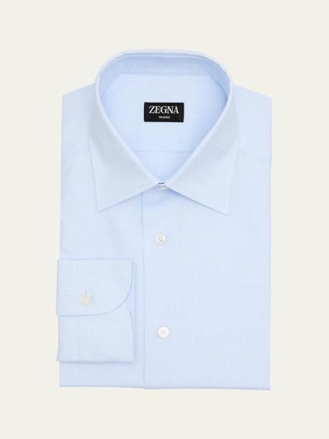 ZEGNA Men's Micro-Check Trofeo Cotton Dress Shirt