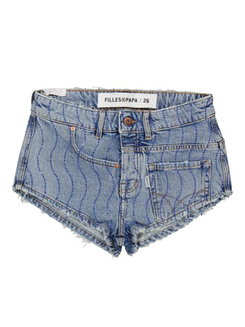 Other Designers Filles A Papa Twisted Denim Shorts in Ocean Blue