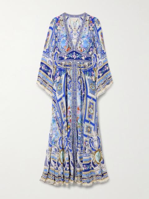 CAMILLA Crystal-embellished Shirred Printed Silk-chiffon Maxi Dress
