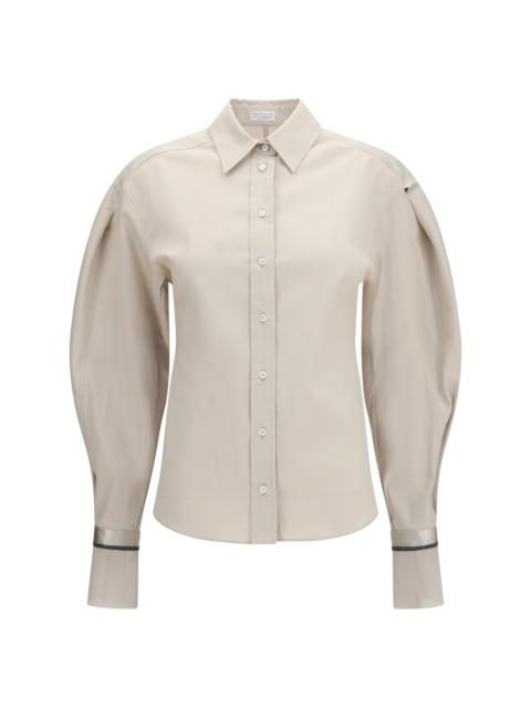 Brunello Cucinelli Brunello Cucinelli Stretch Cotton Poplin Shirt Aqua di Riso