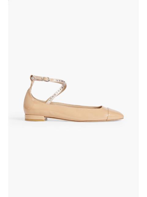 Stuart Weitzman Eden crystal-embellished patent-leather ballet flats