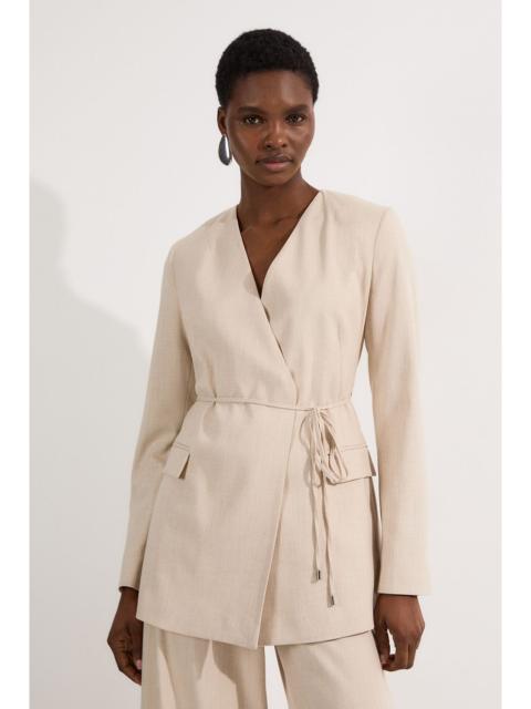 KAREN MILLEN Tailored Marl Tie Waist Blazer