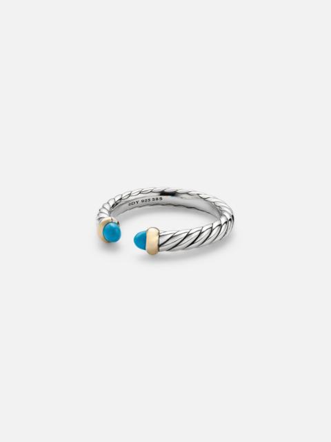 DAVID YURMAN Petite Cable sterling silver ring with turquoises