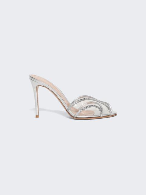 Gianvito Rossi Burma Glass Peep Toe Heels Silver