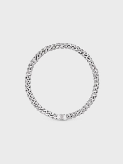 CELINE Triomphe Gourmette Necklace in Brass with Rhodium Finish