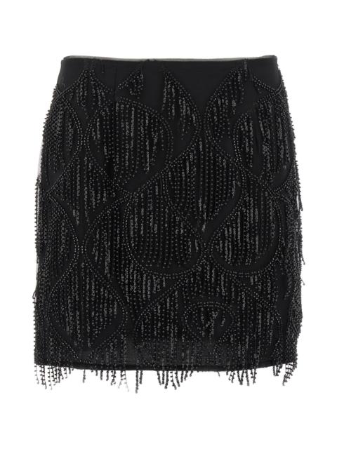 ROTATE Beaded fringed skirt