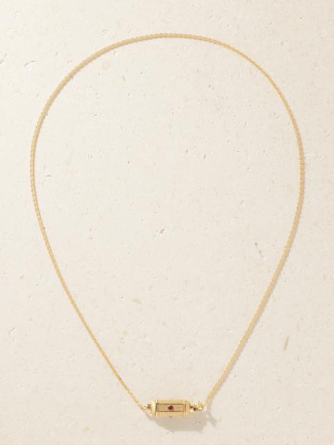 MARIE LICHTENBERG Micro Coco Locket 18-karat Gold Ruby Necklace