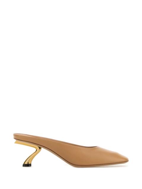 FERRAGAMO Salvatore Ferragamo Women Beige Leather Safi 55 Mules