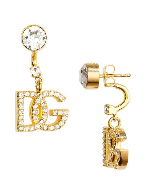 Dolce & Gabbana DG Crystal Logo Drop Back Earrings