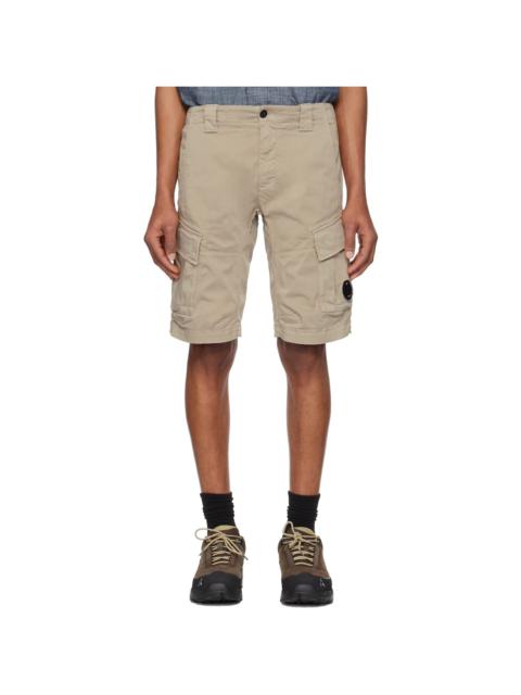 C. P. Company Beige Stretch Sateen Cargo Shorts