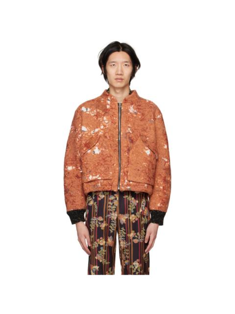vitelli Orange Graphic Bomber Jacket