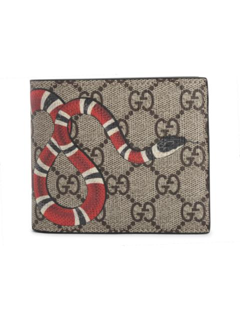GUCCI Gucci Bifold Wallet GG Supreme Kingsnake (8 Card Slot) Beige