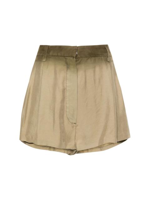 pleated silk shorts