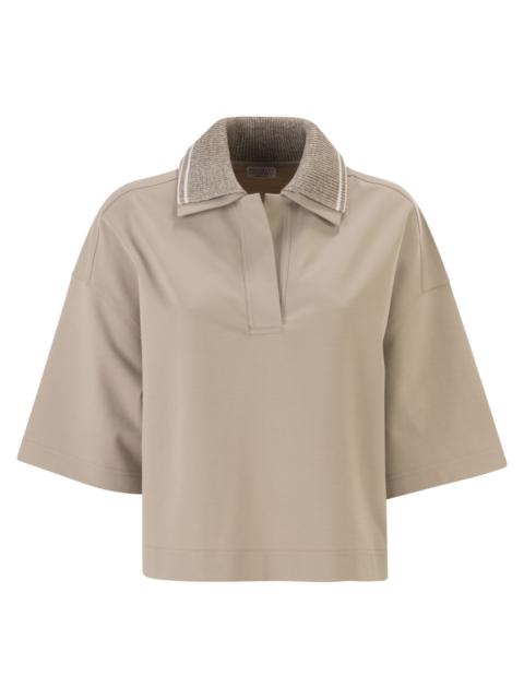 Brunello Cucinelli Brunello Cucinelli Women Interlock Couture Polo Shirt With Sparkling Knitted Collar