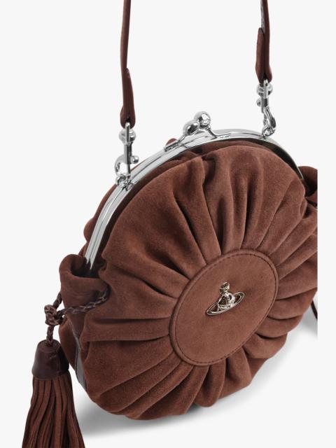 Vivienne Westwood ROSIE SUEDE FRAME CROSSBODY BAG WITH TASSELS | CHOCOLATE BROWN
