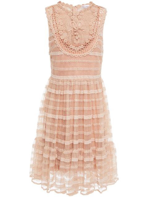 REDValentino Crochet and point d'esprit mini dress