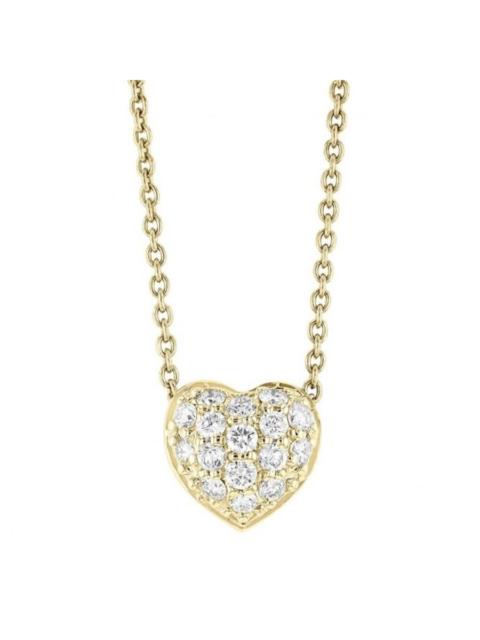 Other Designers Roberto Coin Tiny Treasures Puffed Diamond Heart Necklace in Yellow Gold - 001549AYCHX0