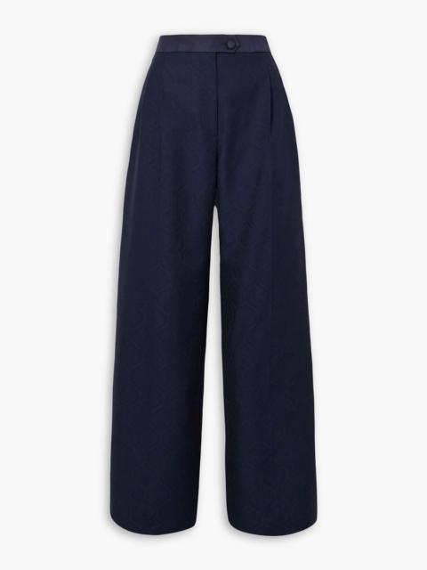 Etro Pleated silk-trimmed cotton and wool-blend jacquard wide-leg pants