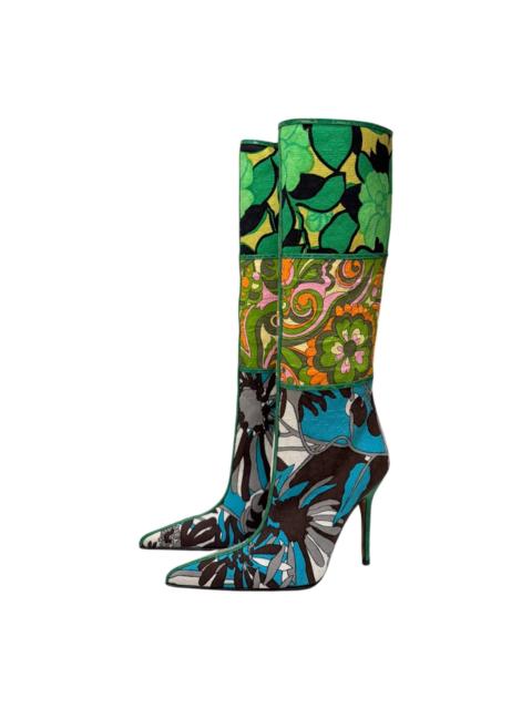 Dolce & Gabbana DOLCE&GABBANA Spring Summer 2004 Patchwork Floral Print Knee-High Boots