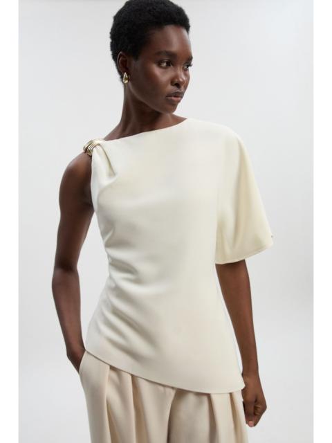 KAREN MILLEN Soft Tailored Trim Detail Asymmetric Top