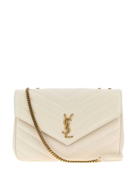 SAINT LAURENT Saint Laurent Women Ivory Leather Large Lou Lou Shoulder Bag