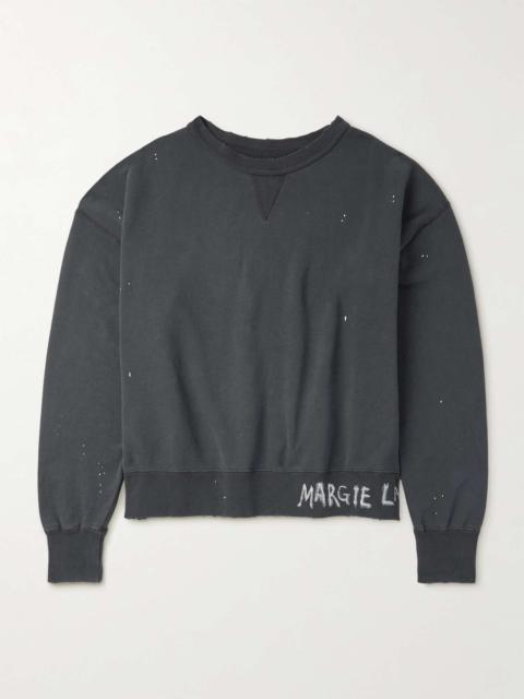 Maison Margiela Cropped Paint-Splattered Cotton-Jersey Sweatshirt