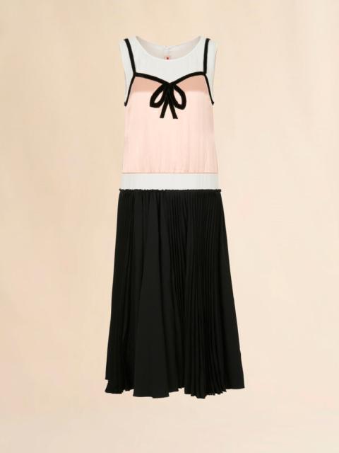 Marni PINK AND BLACK SATIN DRESS WITH BOW