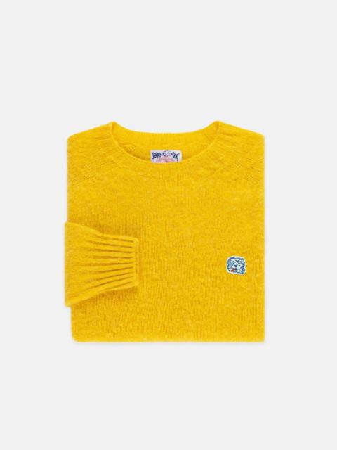 J. PRESS MADE-IN-SCOTLAND YELLOW SHAGGY DOG ICON SWEATER  - TRIM FIT