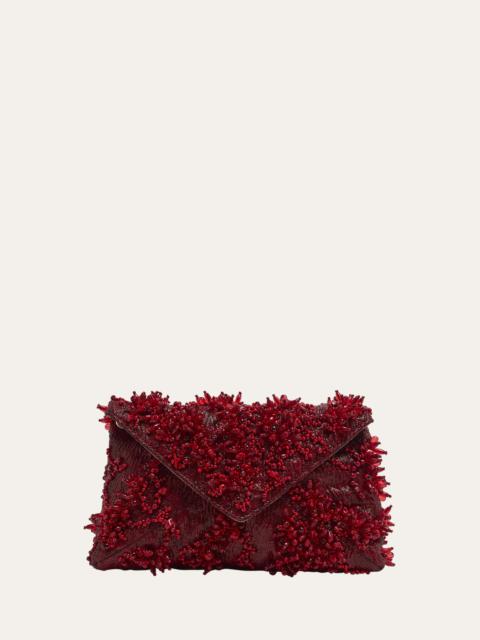 Beaded Envelope Flap Clutch Bag