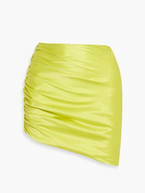 Other Designers Asymmetric ruched silk-satin mini skirt