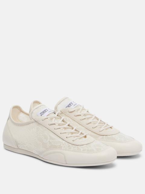 JIMMY CHOO Sunny leather-trimmed lace sneakers