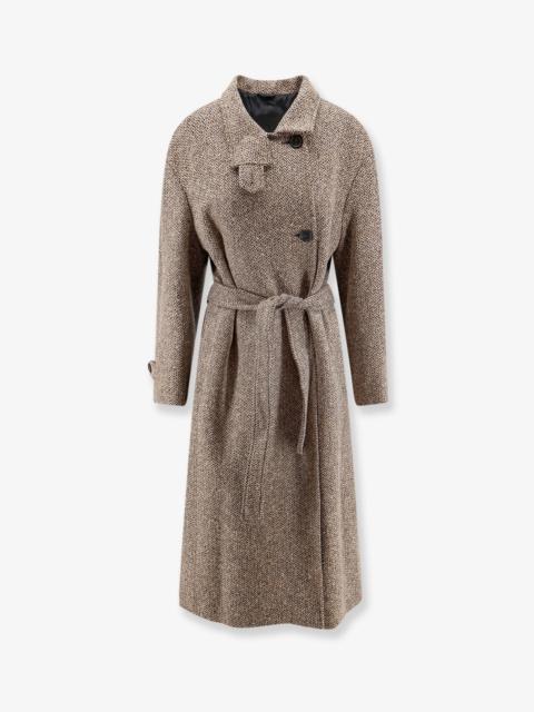 Brunello Cucinelli Brunello Cucinelli Herringbone Coat With Monili Detail