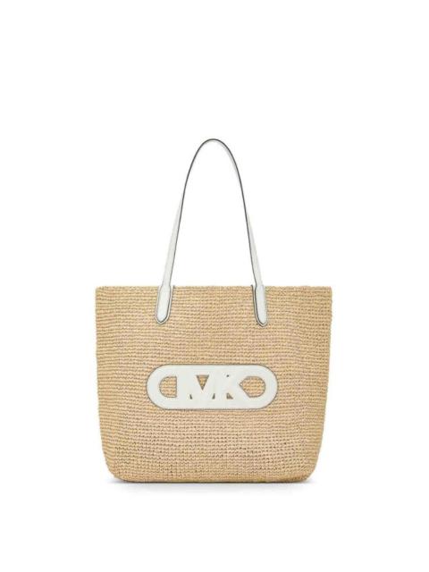 Other Designers Michael Kors Eliza Extra-Large Empire Logo Straw Tote Bag