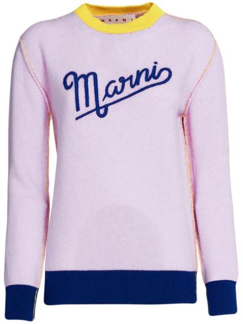 Marni embroidered-logo contrast-trim jumper
