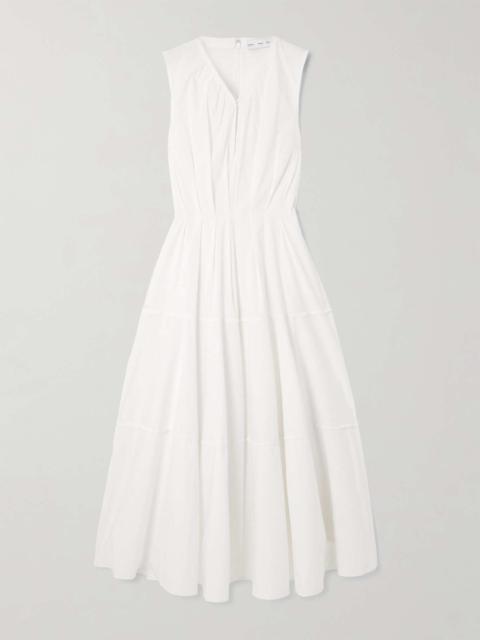 Kailey pleated cotton-blend poplin midi dress White