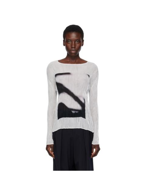 ISSEY MIYAKE White May Shadow Study Chiffon Twist T-shirt