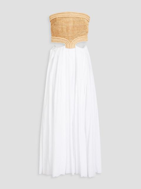 GABRIELA HEARST Kai strapless cutout bamboo raffia and cotton-voile maxi dress