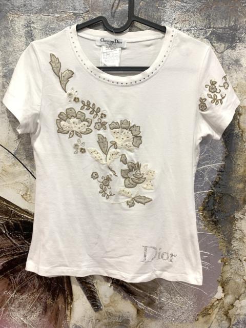 Dior Vintage Christian Dior Embroided Flowers Tee
