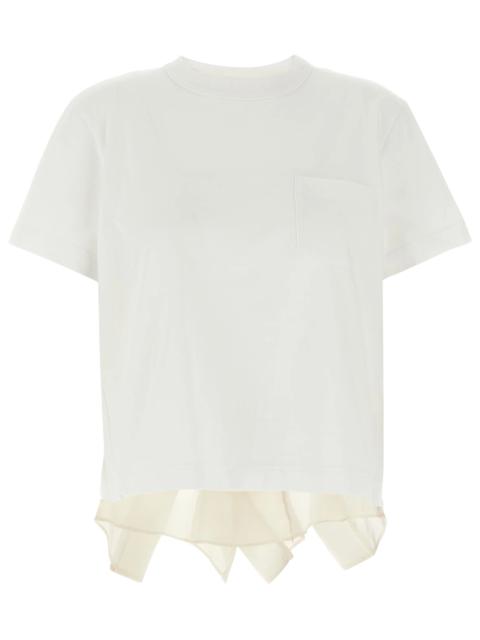 Sacai Women Satin And Cotton Jersey T-Shirt