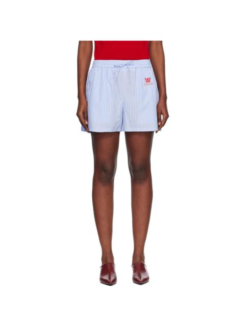 Off-White Blue Striped Poplin Shorts