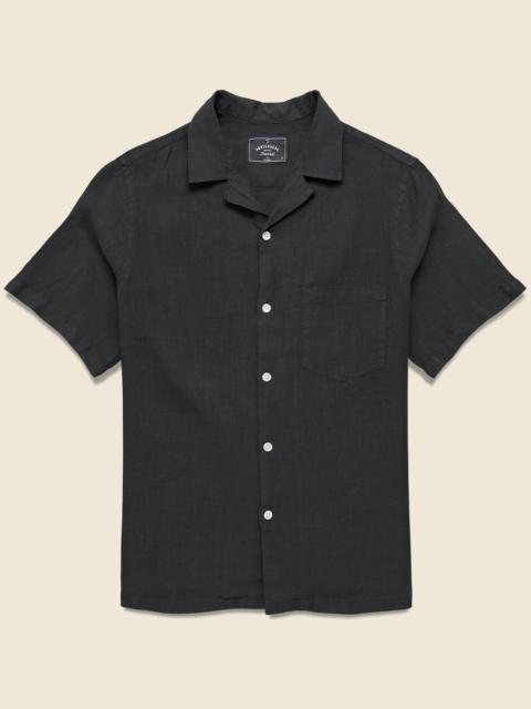 Portuguese Flannel Linen Camp Shirt - Black