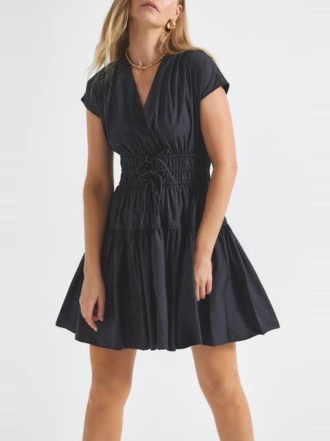 DEREK LAM 10 CROSBY Derek Lam 10 Crosby Tora Shirred Waist Cotton Dress in Black at Nordstrom