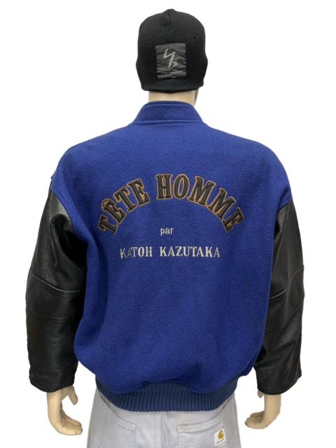 Other Designers Vintage 80’s TETE HOMME KATOH KAZUTAKA Wool Leather Varsity